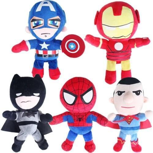 Disney MovieThe Avengers 5pcs/lot 25cm Man Spiderman Plush Toys Soft Stuffed Hero Captain America Iron Gifts for Kids