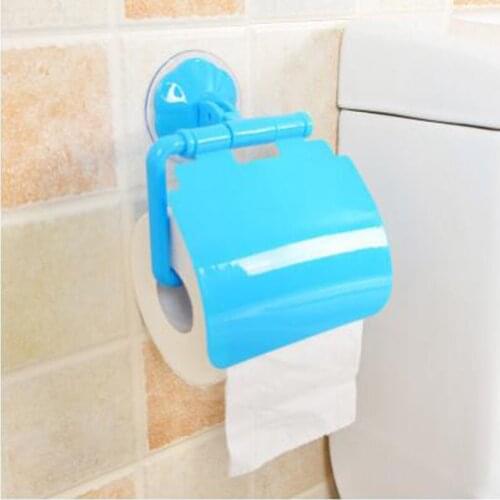 Hot Sale 1Pcs Wall Mounted Suction Cup Toilet Tissue Holder Roll Papers Stand Storage Dispensers with Cover Bathroom Accessories