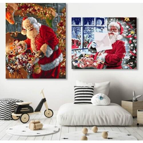 HD Print Canvas Paintings Nordic Christmas Santa Claus Home Decor Wall Art Modular Pictures Modern Classic Posters Bedroom Frame