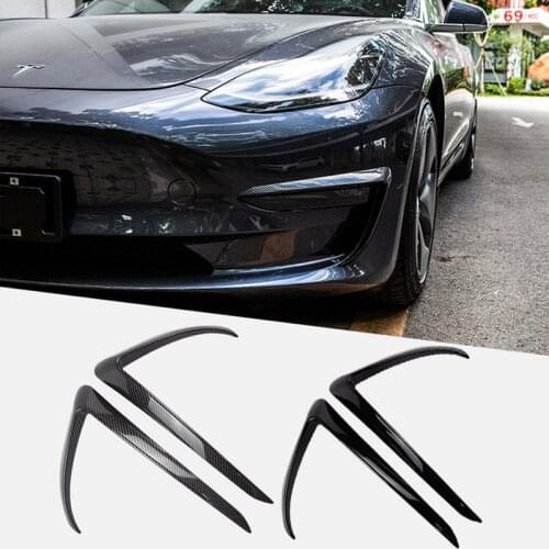 Model3 Fog Light Spoiler Air Knife for Tesla Model 3 2021 Eyebrow Wind Knife Fog Lamp Frame Exterior Decorative Car Accessories