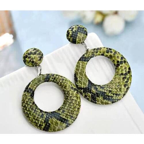 Korean Circle Pendant Earrings For Women Girls Simple Geometric Earring Fashion Vingate Snake Skin Brincos Jewelry Accessories