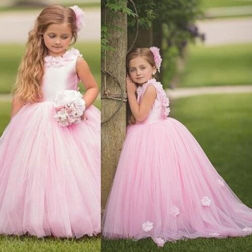 Lace Flower Girl Dresses Vneck Sash Tulle Pageant First Communion Dresses Prom Ball Gown Princess Baby Girl Party Dresses