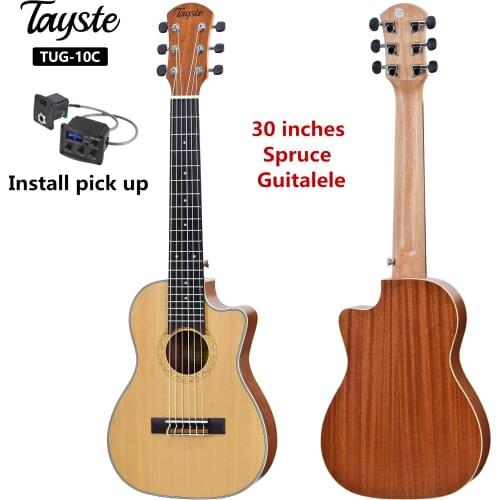Guitalele Guilele 30 Inches Spruce Cutaway Mini Electric Guitarlele Baritone Acoustic Guitars 6 Strings Ukulele Travel Guitar