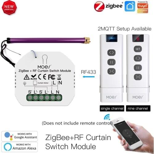 Tuya Smart Zigbee+RF Curtain Switch Module For Roller Shutter Blind Motor DIY Smart Home Works With Google Assistant And Alexa