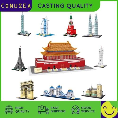Architecture Modular Residential House World Famous Landmark 3D Model Miniature Landscape Particle Building Bricks Toys for Boys