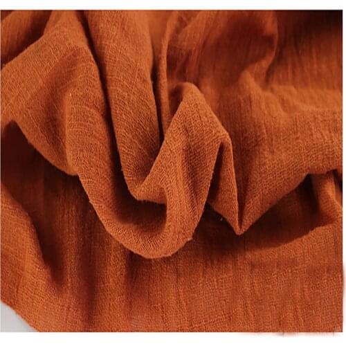 Soft Linen Cotton material orange crincle wrinkle tissue scarves dress double layer linen cotton crepe fabric By meter