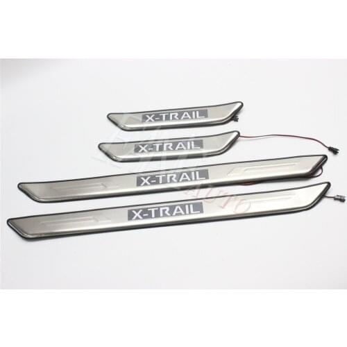 Stainless Steel Led Door Sill Scuff Plate Guard Sills Protector Trim For Nissan X-trail 2007-2013