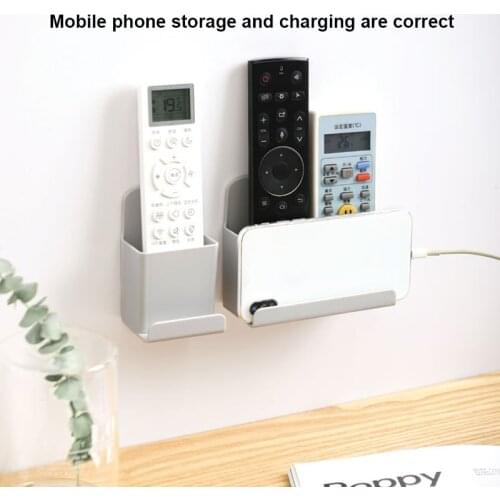 Wall Hanging Remote Control Storage Box Wall Mobile Phone Charging Bracket Small Objects Storage Rack Adhesive Durable
