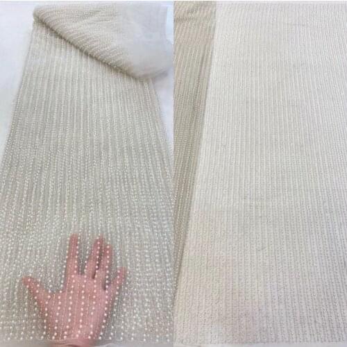 Nigeria Tulle Lace Luxury SYJ-668882 African Beaded Lace Fabric High Quality French Mesh Tulle Lace Fabric Handmade Beads