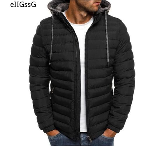 2021 Winter New Hooded Cotton Jacket Thicken Jacket Mens Warm Lightweight Windbreaker Jacket Casual New Mens Windproof Jacket