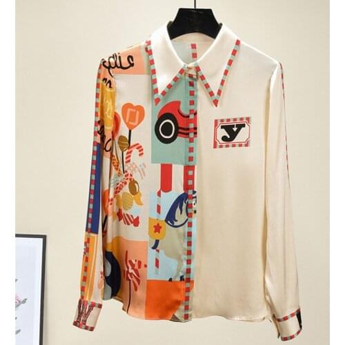 New Desinger print Womens Blouses Top High quality womens Chiffon Shirts C330