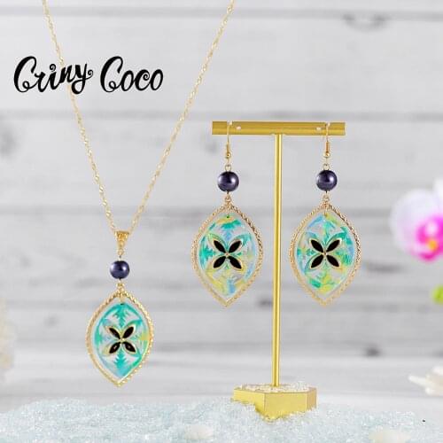 New Design Jewelry Sets Hawaiian Acrylic Geometric Polynesian Samoan Long Chain Necklaces Earrings Set Wholesale for Women Gifts