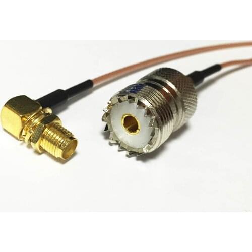 New SMA Female Jack nut Right Angle Switch UHF Female Jack SO239 pigtail cable RG178 Wholesale 15CM 6" Adapter