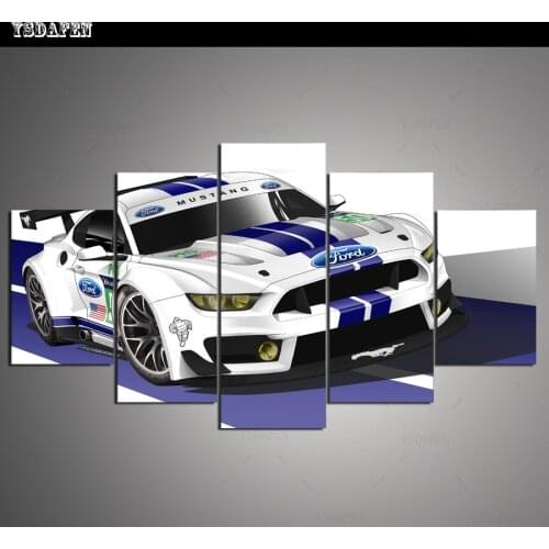 Op de muur HD print olieverf modulaire foto A sports car poster kind room decor woondecoratie 5 stks canvas art z011