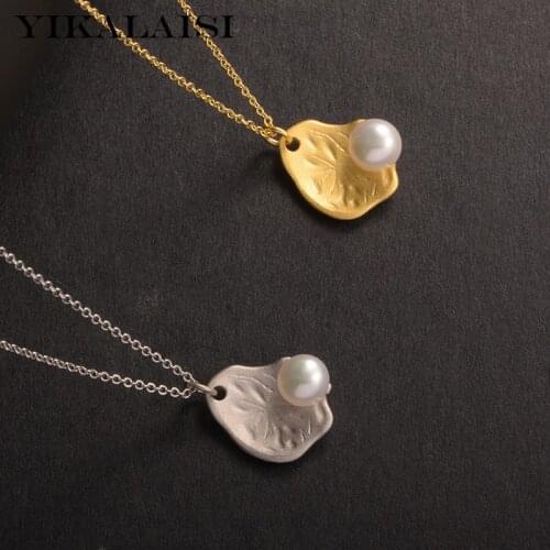 YIKALAISI 925 Sterling Silver Necklaces Jewelry For Women 6-7mm Small Oblate Natural Freshwater Pearl Pendants 2021 Wholesales