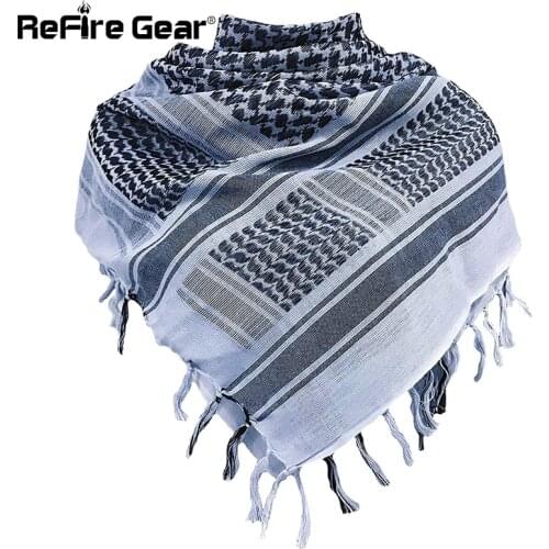 ReFire Gear Arab Tactical Shemagh Scarf Army Desert Headwear Military Keffiyeh Scarves 100% Cotton Paintball Combat Arabic Scarf