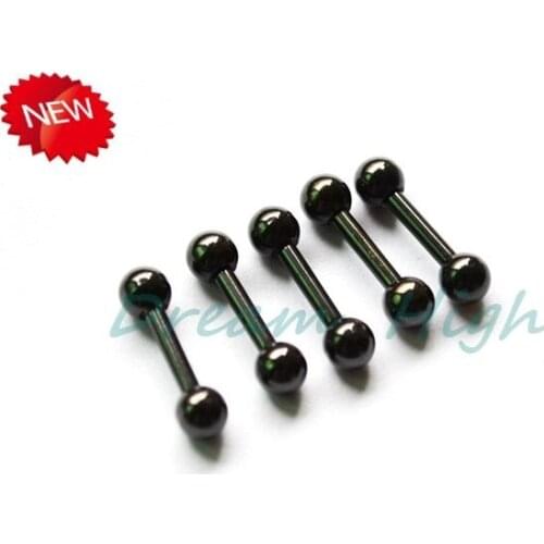 Earring Stud Black Dumbbell Ear Piercing Vacum Plating 316L surgical steel fashion jewelry Christmas Gift 16G Hot Sale