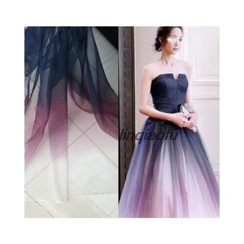 Blue beaded pearl mesh multicolor rainbow gradient fabric