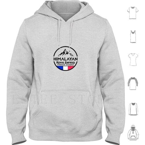 Himalayan French Riders Hoodie Long Sleeve Royal Enfield Himalayan Adventure Bike To Ride Biker
