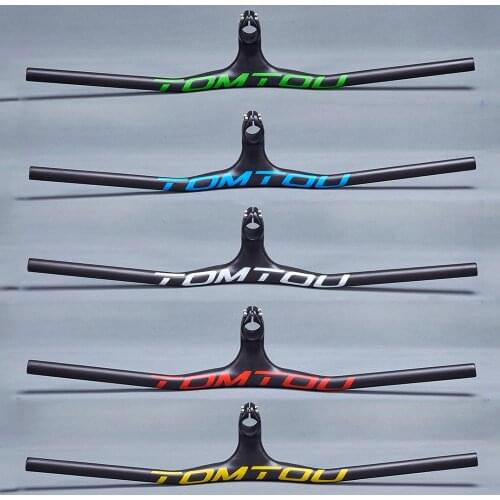 TOMTOU Full 3K Carbon Fiber MTB Bike Swallow-shaped Handlebar Integrated Rise Bars Stem Mountain Bicycle Parts
