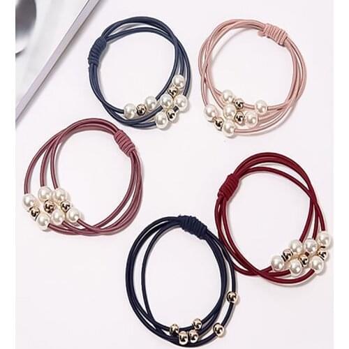 Korean Style High Quality Hot Selling Fashion Hair Band Pearl Hair Rope Women Girl Student Hair Rings Headpiece Hair Accessories