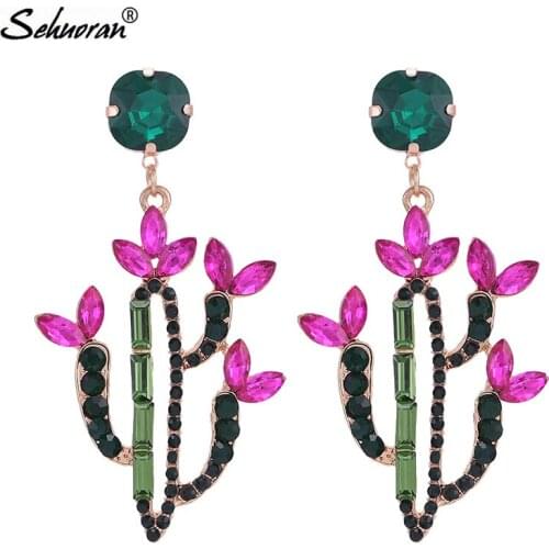 Sehuoran Crystal Stone Aretes Brincos Drop Earrings For Woman Fashion Jewelry Pendients Oorbellen Brand Woman Earrings