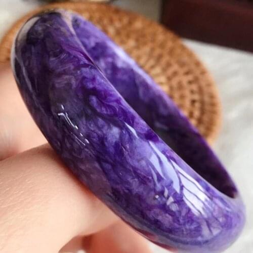 Genuine Natural Purple Charoite Gemstone Beads Bracelet Bangle Crystal Lady Bangles For Women Fashion Inner Diameter 58mm AAAAAA