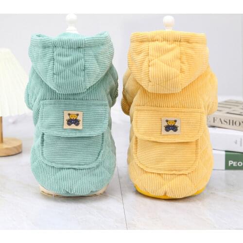 Warm Small Dogs Clothes Corduroy Jacket Coat Winter Dog Overalls Pet Clothing Chihuahua Apparel Schnauzer Yorkies Hoodie Costume
