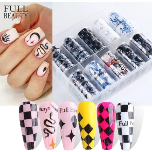 Snake Moon Star Nail Art Foils Decals Black Symbol Eyes Leaf Transfer Paper DIY Polish Slider Decoration Wraps Manicure CHFB2122