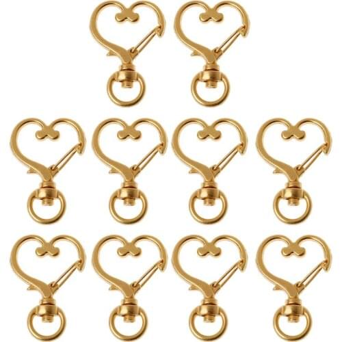 10Pcs Metal Swivel Lobster Clasp Snap Hook Heart Shape Keychain Jewelry Findings