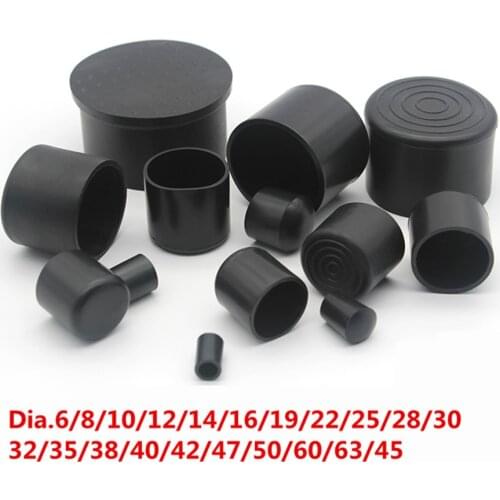 2-100pcs Chair Table Feet Stick Pipe Tubing End Cover Caps Cap Black PVC Rubber Round ID 6mm~63mm