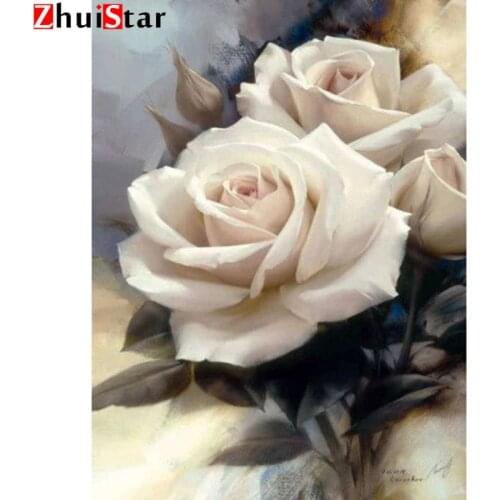 DIY 5D Diamond Painting Mosaic flower white rose Handmade Diamond Cross stitch Set Diamond Embroidery home decoration XY1