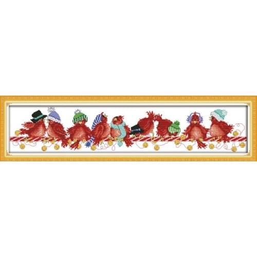 Christmas birds (2) cross stitch kit 14ct 11ct pre stamped canvas cross stitching animal embroidery DIY handmade needlework