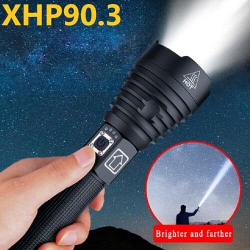 New USB Rechargeable XHP90.3 Powerful Led Flashlight torch XHP90 High Power Tactical Flash light for Hunting Fishing Hand lamp