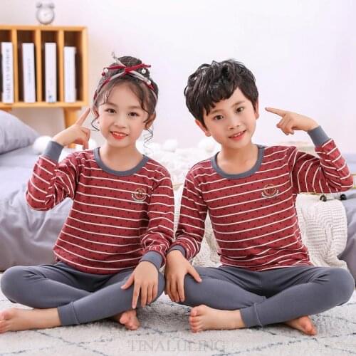 Hot Pajama Sets For Boys Girl Sleepwear Teenage Pyjamas Kids Full Sleeve Cotton Night Suit Childrens Clothing From 2 To 8 Years