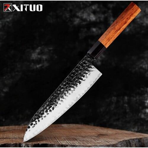 XITUO Professional chef Knife clad steel Sharp Japanese kitchen knives Ebony octagon handle Gyuto Cooking knife best gift knives
