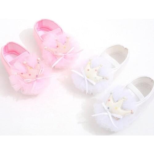 Baby Girl Crown Mesh Princess Shoes Cloth Newborn Cute Shoes First Walker