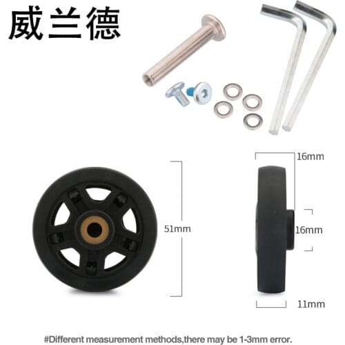 Luggage Wheel Repair Parts Makeup Trolley Parts Universal Roller 51mm * 11mm High Quality Single Side Black Caster accessories