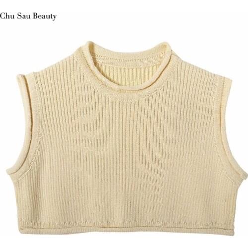 Chu Sau Beauty ZA Womens Street Style Knitted Cropped Short Top Sleeveless Vest Round Neck Short Pullover Sexy Womens Fashion