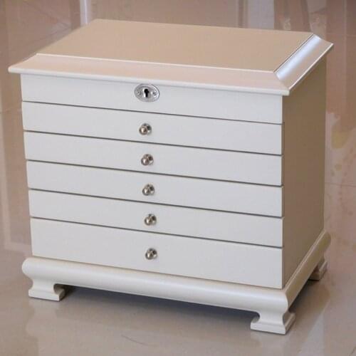 2019 new luxurious big 6 layers Luxury wooden jewelry gift box,Earrings rings bracelets jewelry boxes with keys