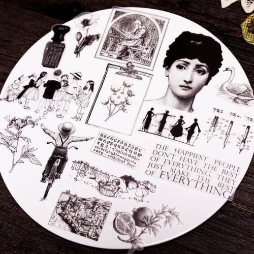 KSCRAFT 55pcs Vintage Illustration Style Vellum Paper Stickers Scrapbooking/Card Making/Journaling Project DIY