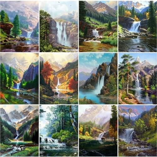 EverShine 5D Diamond Mosaic Waterfall Cross Stitch Kits Diamond Painting Landscape Full Square Embroidery Handmade DIY Gift