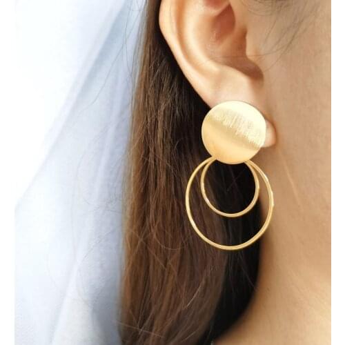 ARLIE New Trendy Round Drop Earrings for Women Vintage Geometric Gold Color Statement Dangle Earrings Fashion Party Jewelry