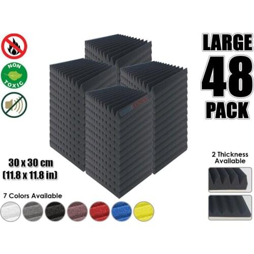 Arrowzoom 48 pcs Set Multi Wedge 12T Acoustic Studio Foam Tile Sound Absorption Panel 30 x 30 cm (11.8 x 11.8 inches) KK1167