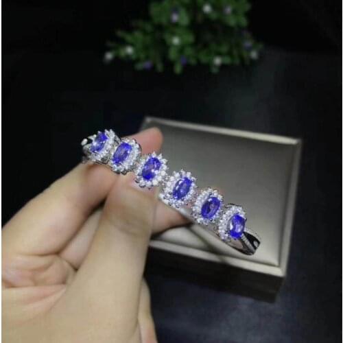 Tanzanite bangle Free shipping Natural real TanzaniteBracelet For men or women 925 sterling silver bangle