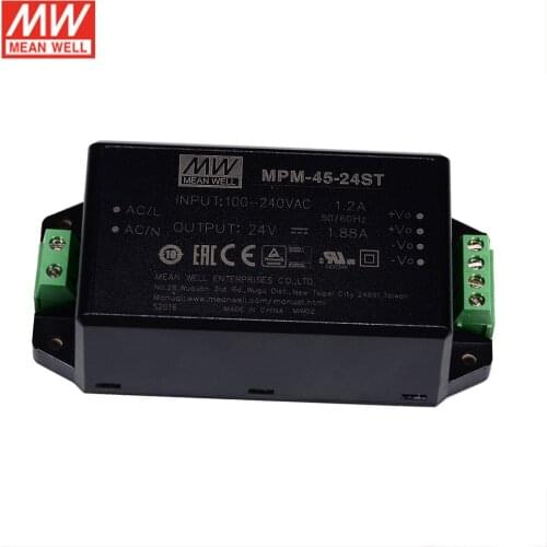 MEAN WELL MPM-45-ST 5V 12V 24V 48V 45W Medical Encapsulated Switching Power SupplyScrew terminal type power supply