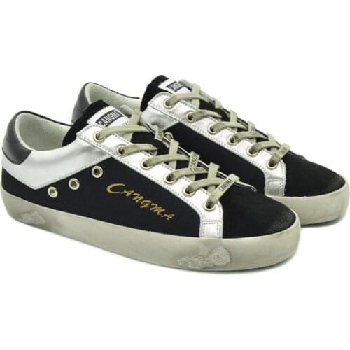 CANGMA Luxury Brand Original Designer Womens Black Canvas Sneakers Suede Leather Girls Vintage Flats Shoes Female 2021