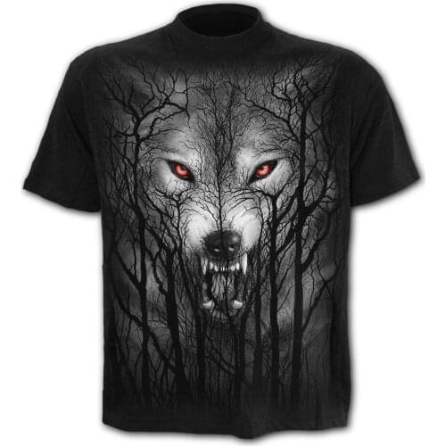 Hot sale mens 3D skull and wolf print T-shirt hip-hop quality short-sleeved loose couple T-shirt casual Harajuku T-shirt