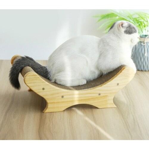 Corrugated Solid Wood Cat Scratcher U-shaped Claw Grinder Cat Toy With Catnip Cat Bed Pet Supplies