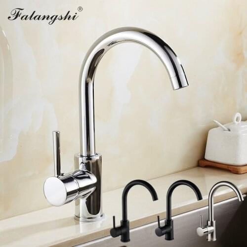 Chrome Kitchen Mixer Faucets Deck Mounted Hot And Cold Water Tap 360 Degree Rotation Kitchen Sink Mixer Crane Black WB1216